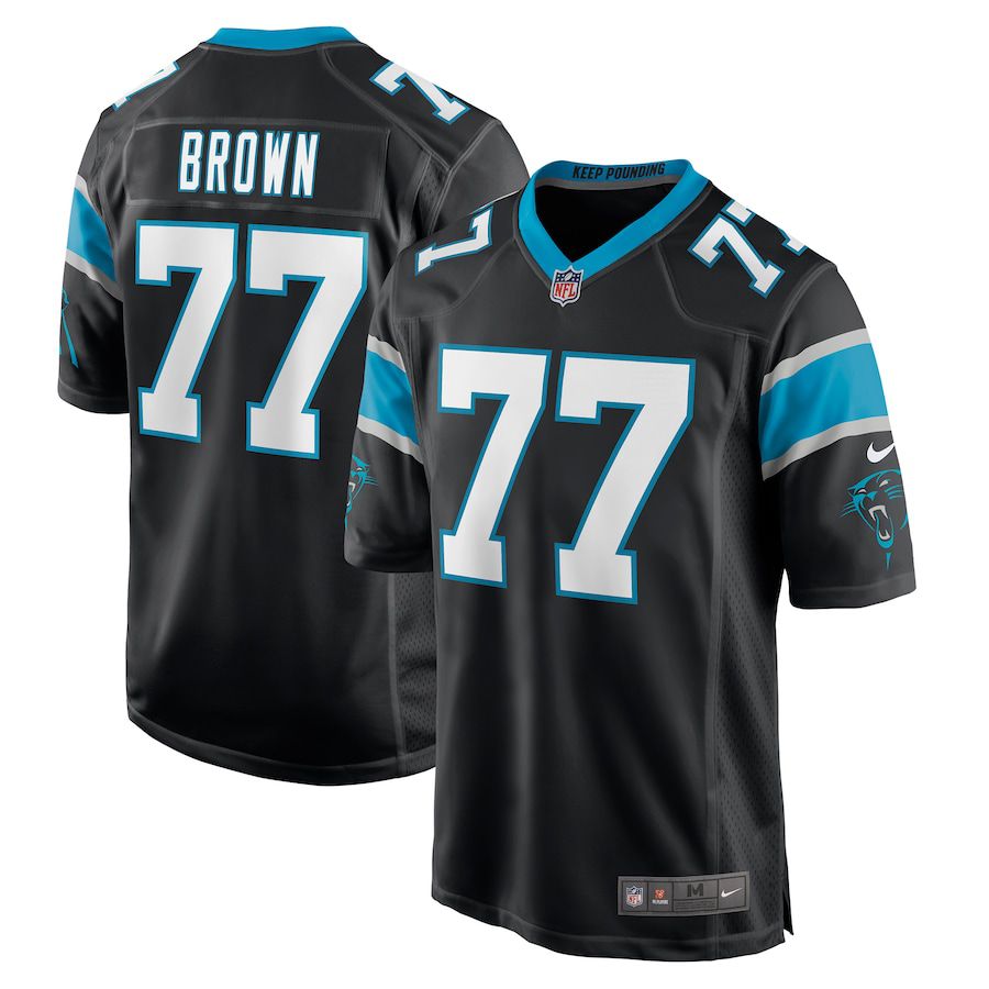 Men Carolina Panthers #77 Deonte Brown Nike Black Game Player NFL Jersey